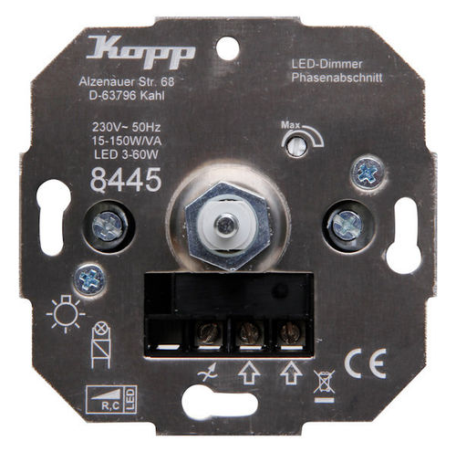 Kopp LED Dimmer Druck-Wechselschalter 4 mm Einsatz 15-150 W