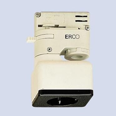 Erco 3-Phasen-Adapter mit Schuko-Steckdose weiß