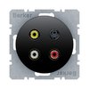 Berker 3 x Cinch S-Video Steckdose R.1 R.3 schwarz glänzend