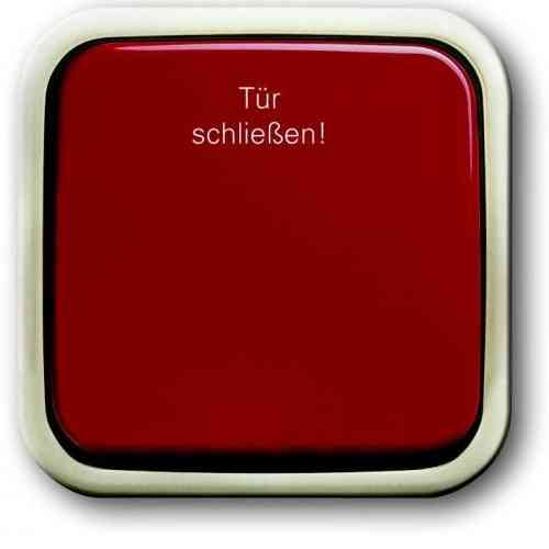 Busch-Jaeger Wipptaster Öffner Aufdruck "Tür schließen" Busch-Duro 2000 AP rote Wippe