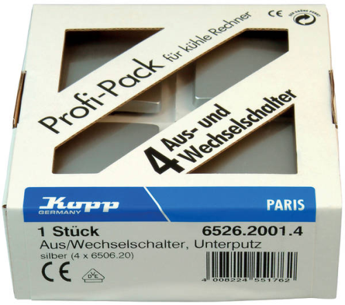 Kopp 4x Aus-Wechselschalter Profi-Pack Paris silber