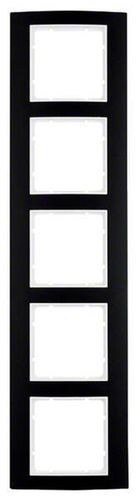 Berker Rahmen 5-fach B.3 Alu schwarz polarweiß