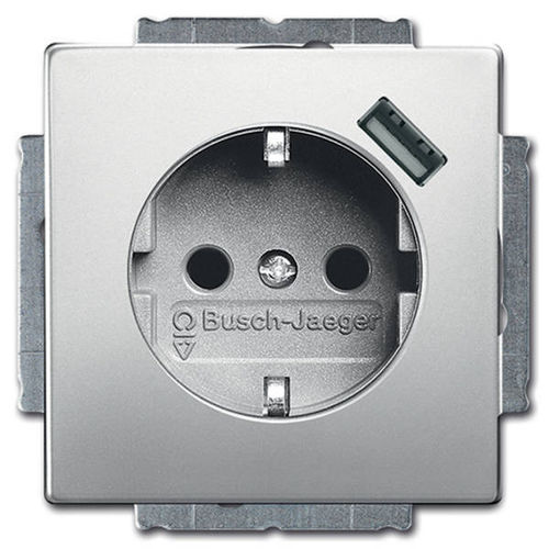 Busch-Jaeger USB-Steckdose Berühungsschutz pur edelstahl