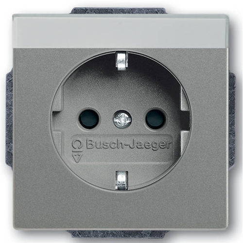 Busch-Jaeger Steckdose solo Beschriftungsfeld graumetallic