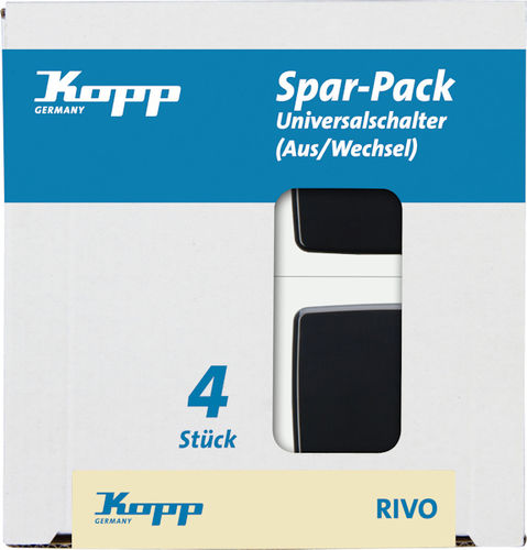 Kopp 4x Aus- Wechselschalter Profi-Pack Rivo anthrazit