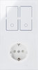 Kopp HKi8 Glas Sensor 2-fach senkrecht 1x Doppelschalter/Taster 1x Schutzkontakt Steckdose