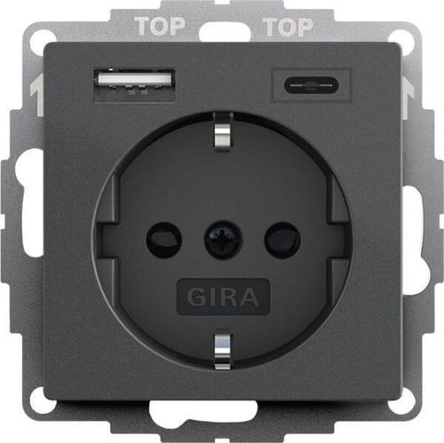 Gira Steckdose System 55 USB-Spannungsversorgung anthrazit