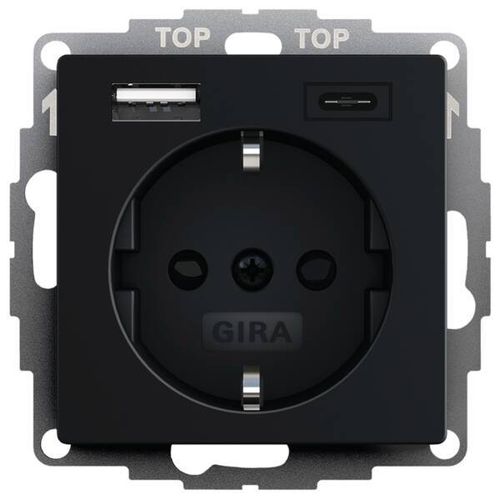 Gira Steckdose System 55 USB-Spannungsversorgung schwarz matt