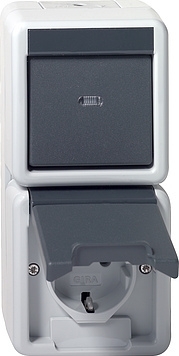 Gira Kombination Wippschalter Steckdose Aufputz IP44 grau